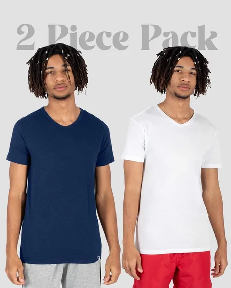 T-shirt με V λαιμό από μαλακό βαμβάκι – Σετ 2 τεμ.