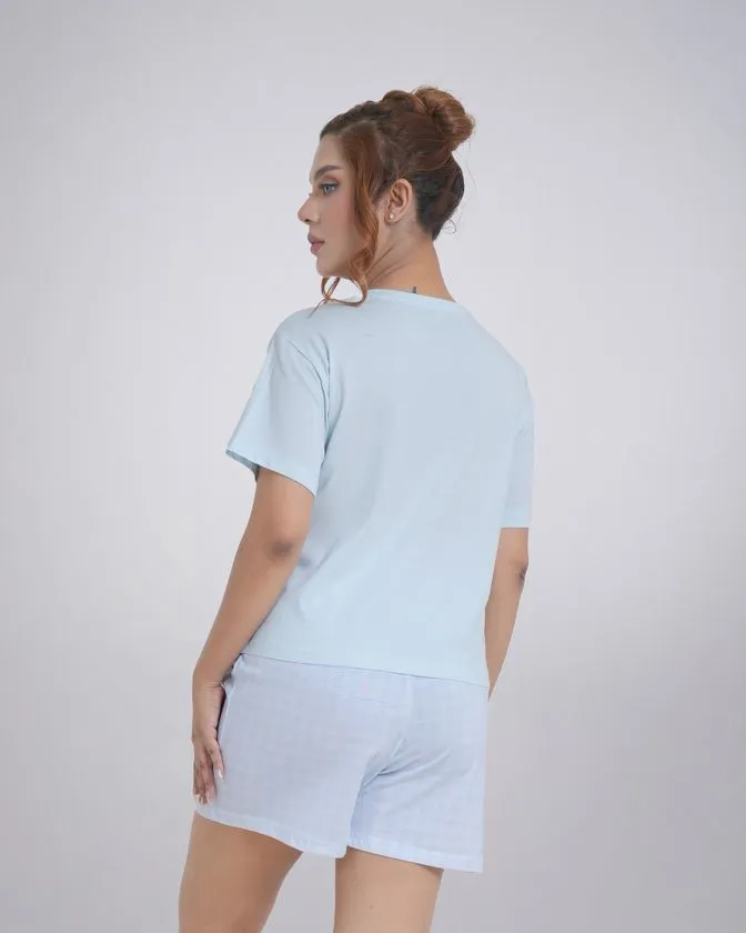 Γυναικείο σετ για ύπνο – Τ-shirt με κοντό μανίκι και σορτς