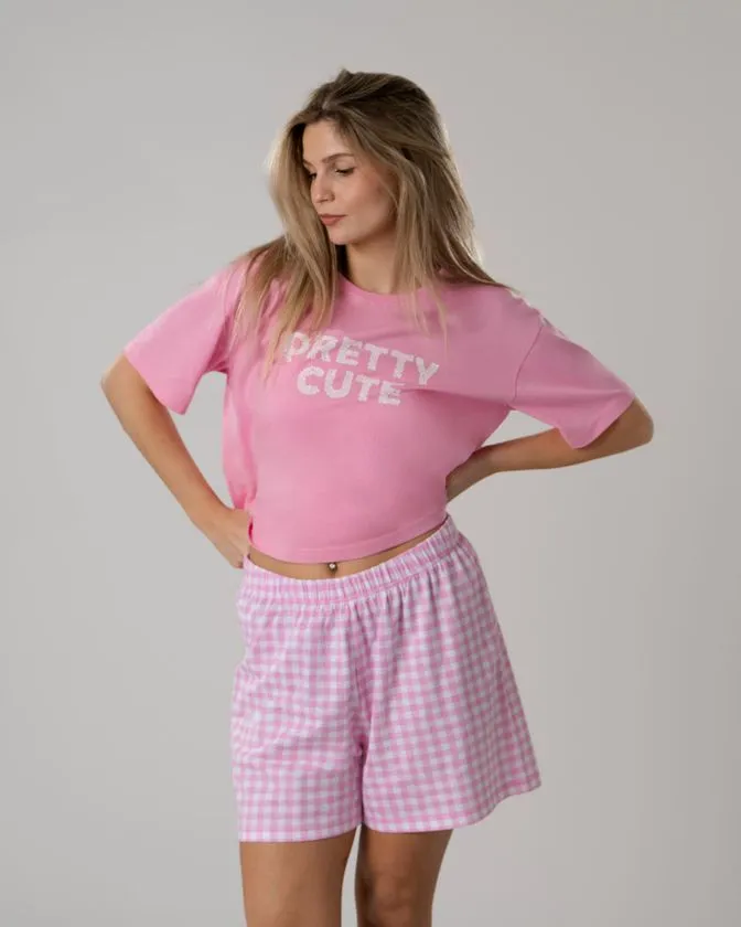 Γυναικείο σετ για ύπνο – Τ-shirt με κοντό μανίκι και σορτς