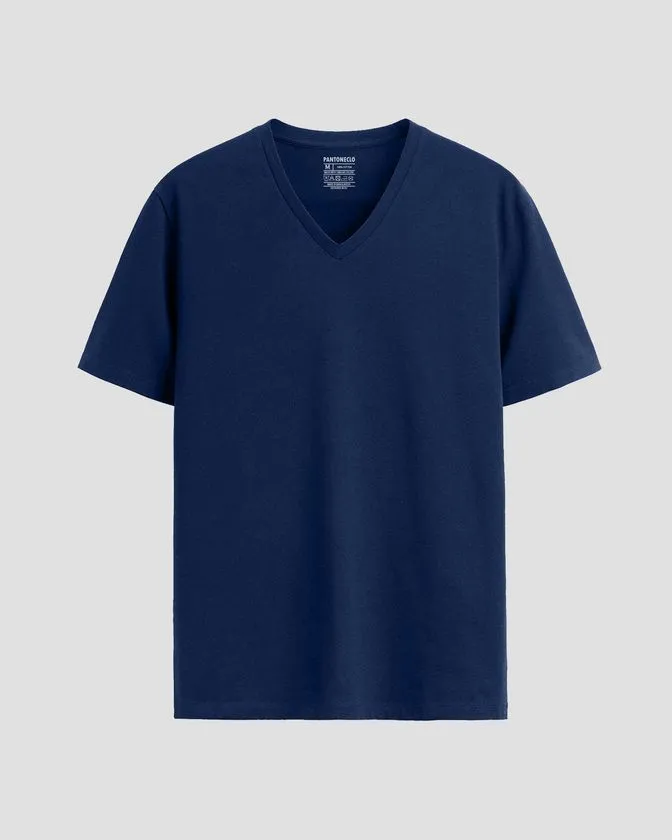 T-shirt με V λαιμό από μαλακό βαμβάκι